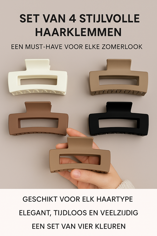 Haarklemmen - Set van 4 - Verschillende kleuren - 10,5cm - Haaraccessoires - Stijlvol - Must-have