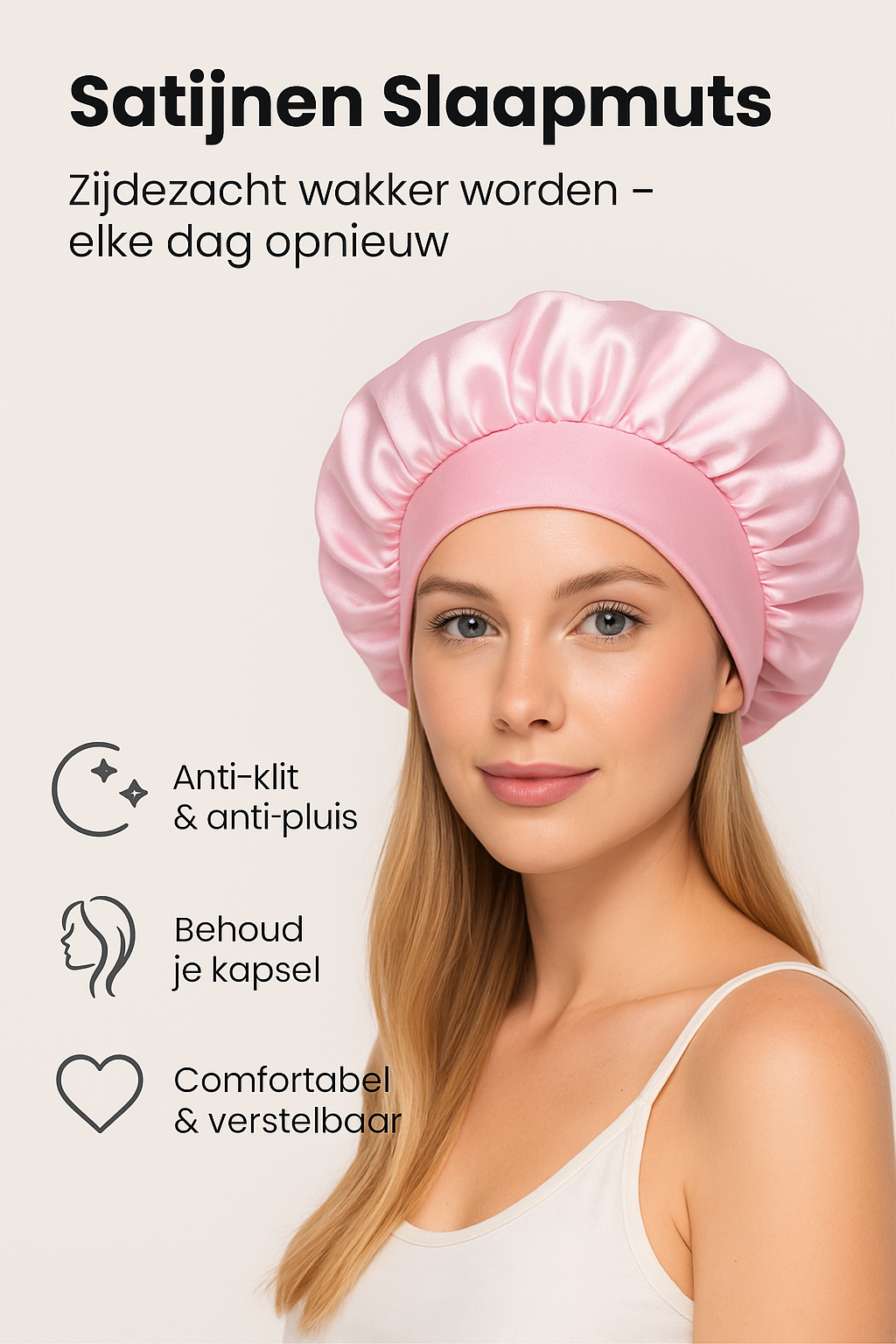 Satijnen Slaapmuts - Roze - Satijn - Slaapmuts - Klitvrij haar - Beautytool - Stijlvol