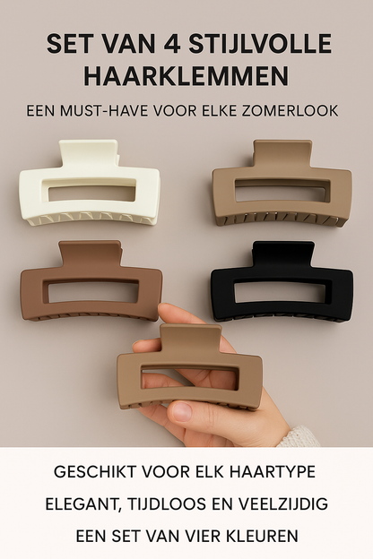 Haarklemmen - Set van 4 - Verschillende kleuren - 10,5cm - Haaraccessoires - Stijlvol - Must-have